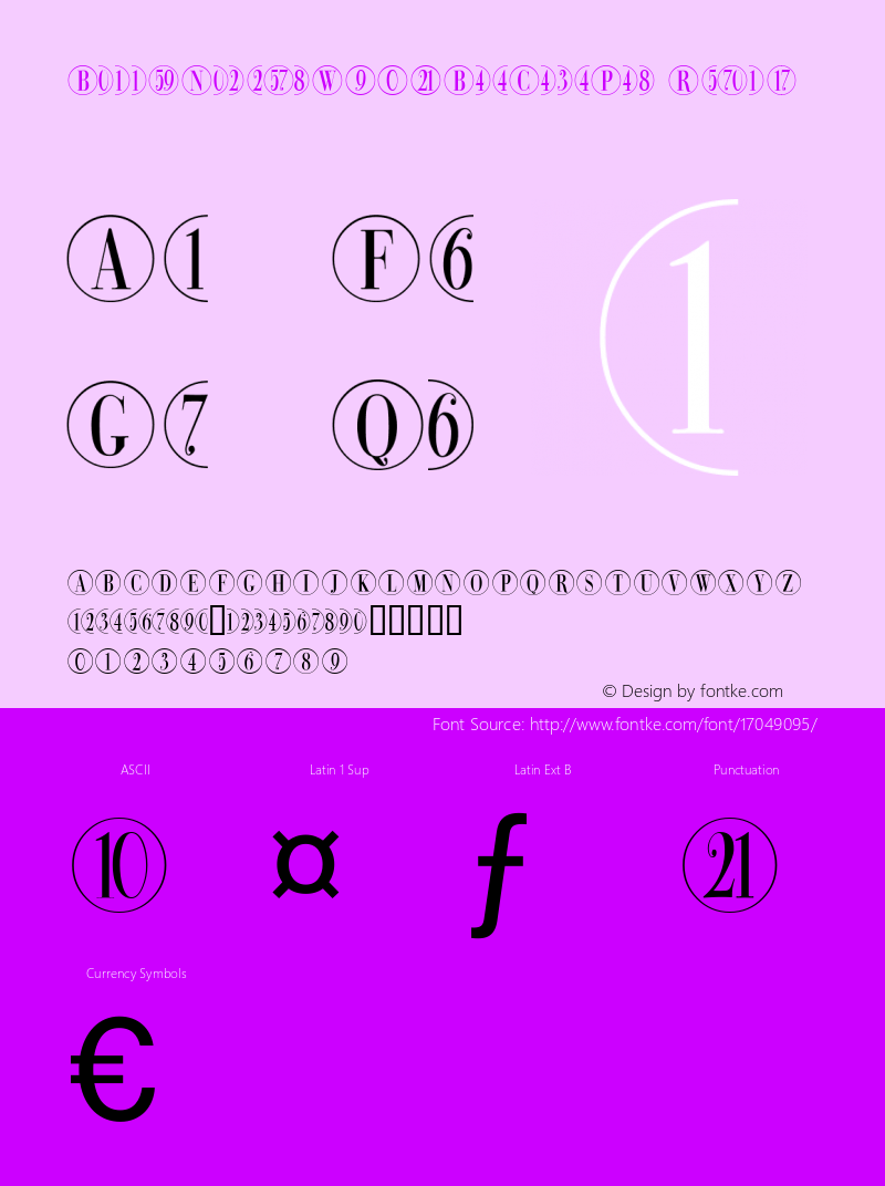 BulletNumbersW90-BodCondPos Regular Version 1.00 Font Sample