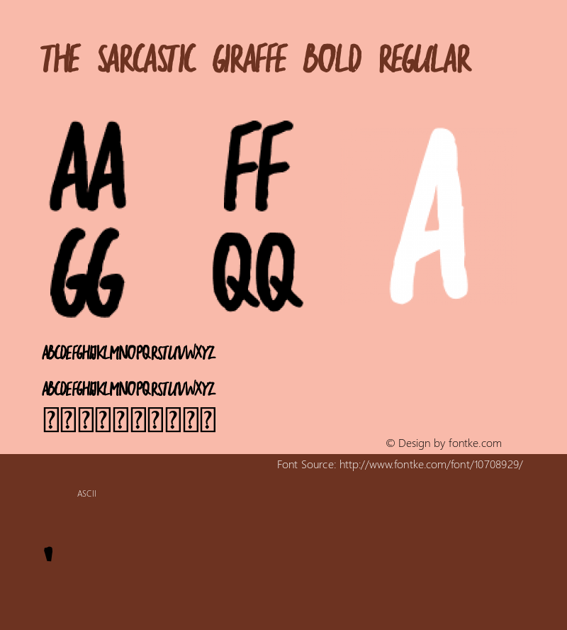 the sarcastic giraffe Bold Regular Version 1.00 May 2, 2015, initial release Font Sample