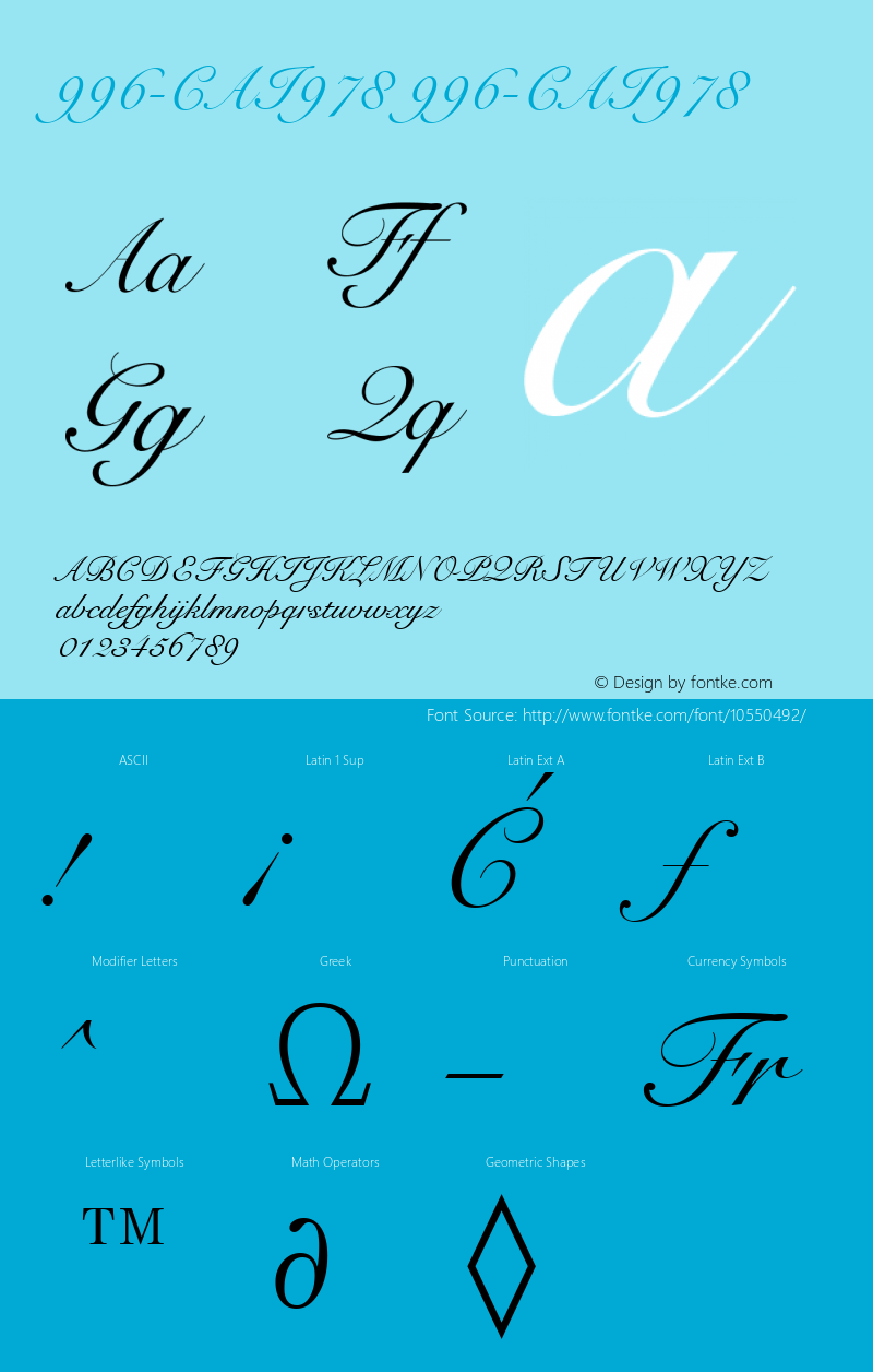 996-CAI978 996-CAI978 Version 3.0 Font Sample