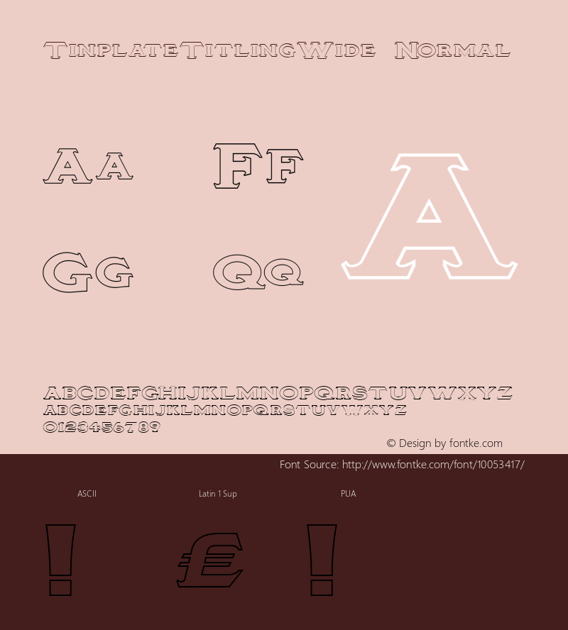 TinplateTitlingWide Normal 001.003 Font Sample