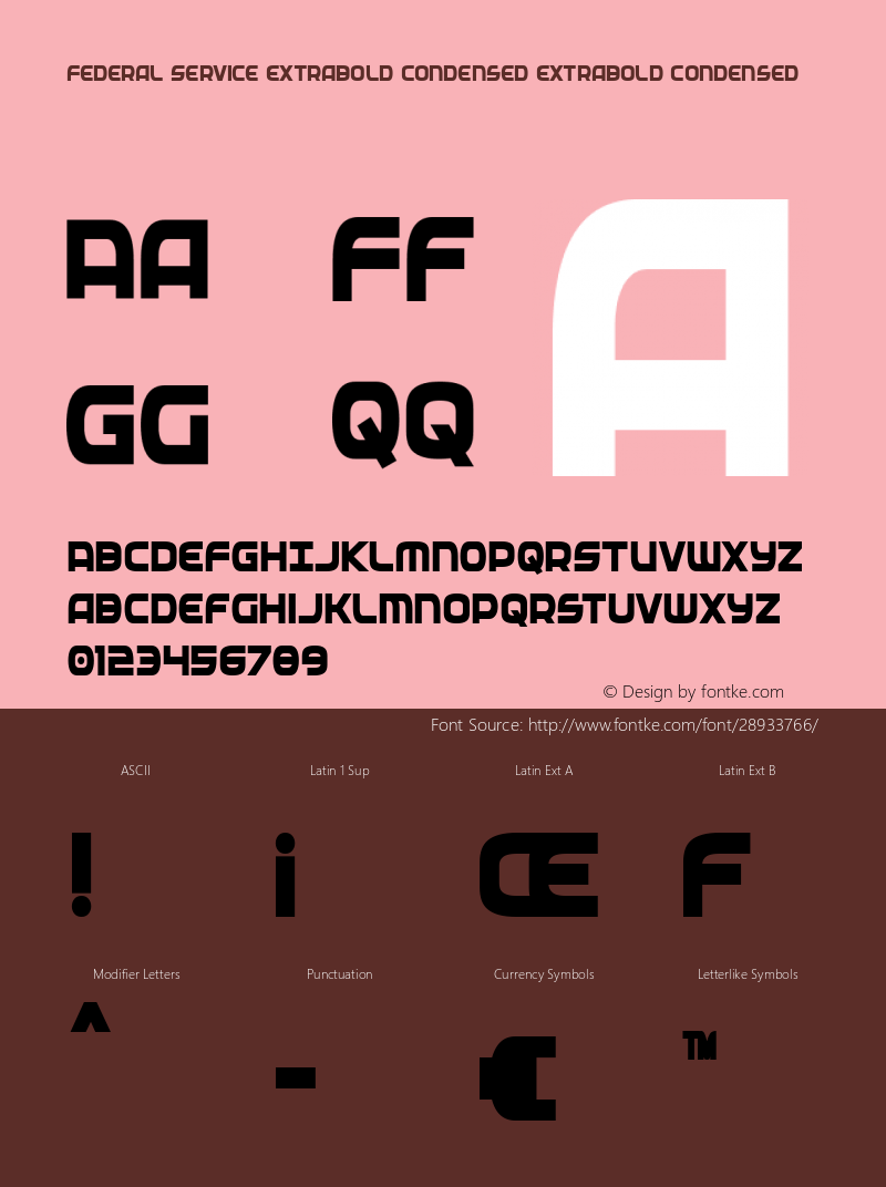 Federal Service ExtraBold Condensed Version 2.0; 2019 Font Sample