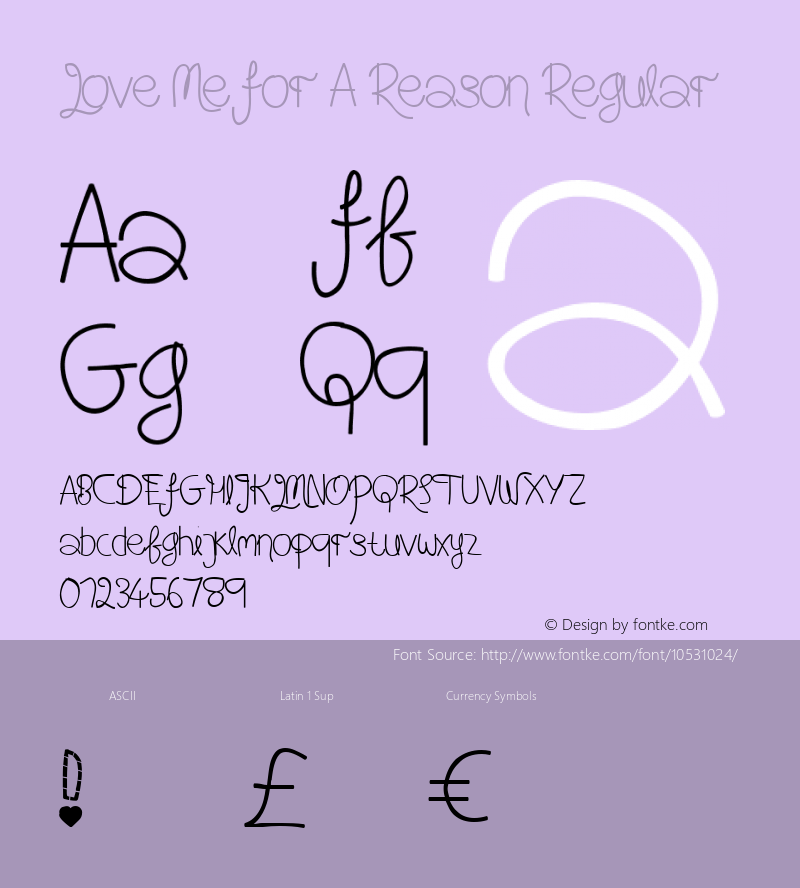 Love Me For A Reason Regular Unknown Font Sample