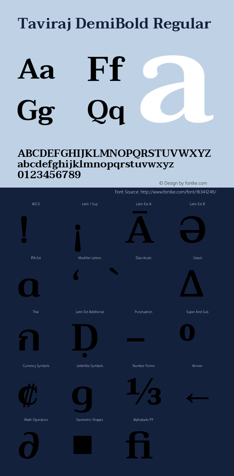 Taviraj DemiBold Regular Version 1.000 Font Sample