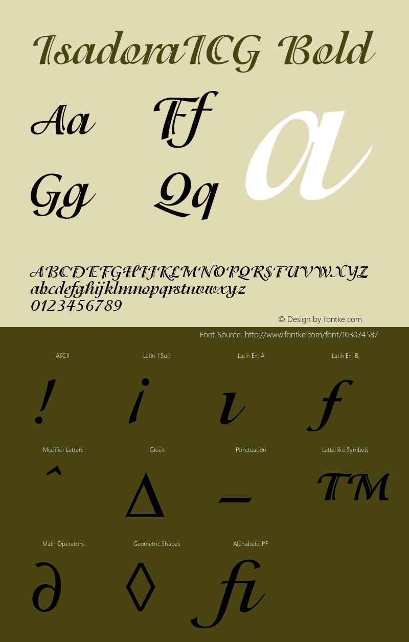 IsadoraICG Bold 001.000 Font Sample