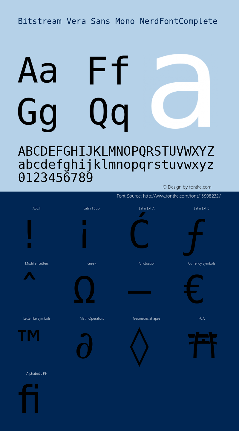 Bitstream Vera Sans Mono NerdFontComplete Release 1.10 Font Sample