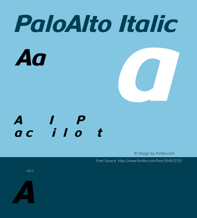 PaloAlto Italic Version 006.000 Font Sample