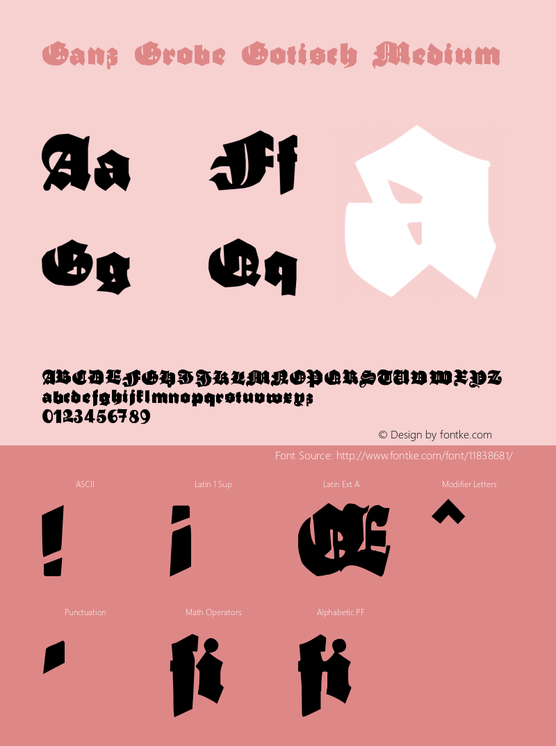 Ganz Grobe Gotisch Medium Version 1.15 Font Sample