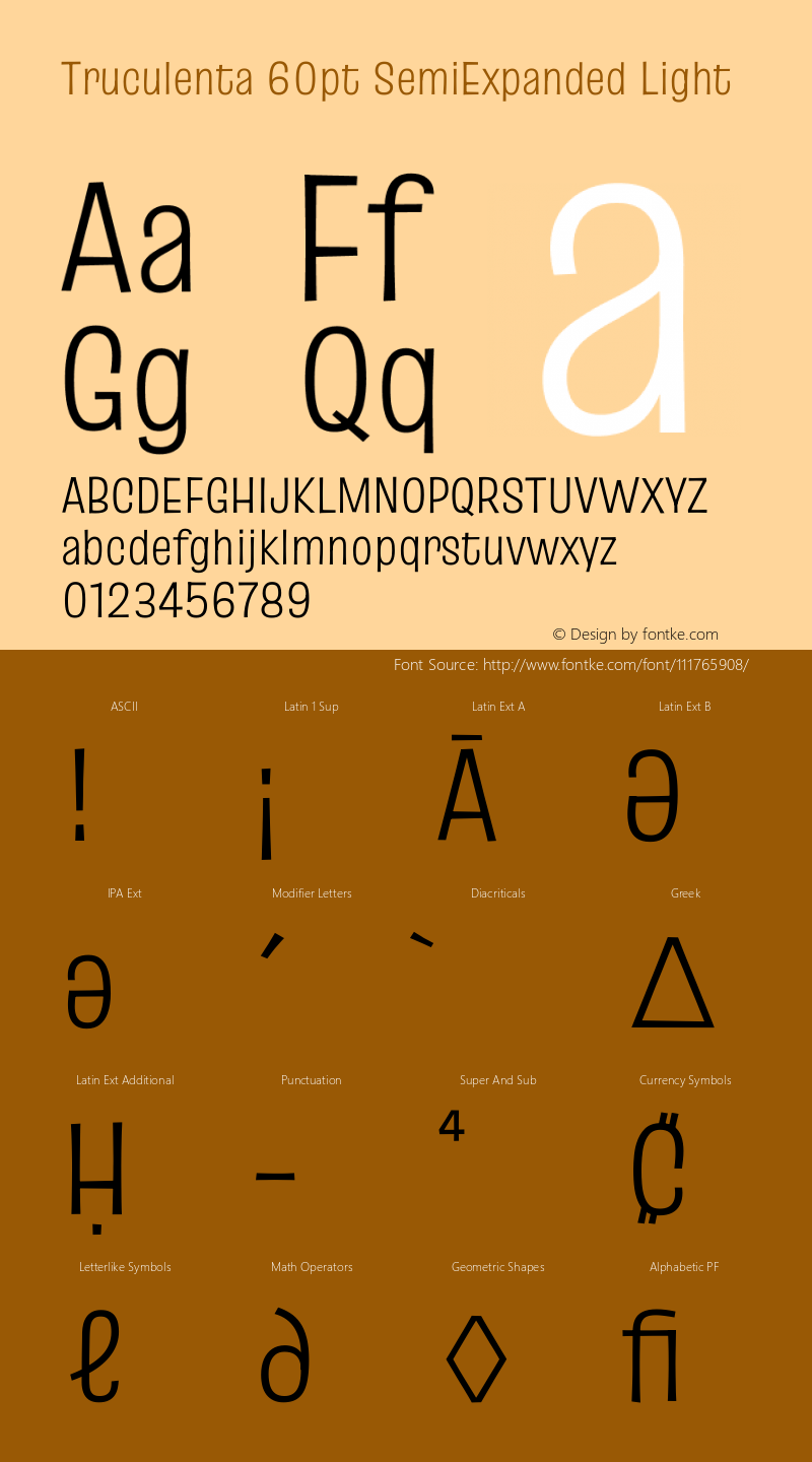 Truculenta 60pt SemiExpanded Light Version 1.002 Font Sample