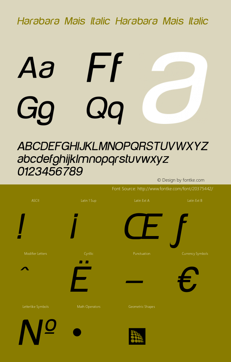 Harabara Mais Italic Version 1.0 Font Sample