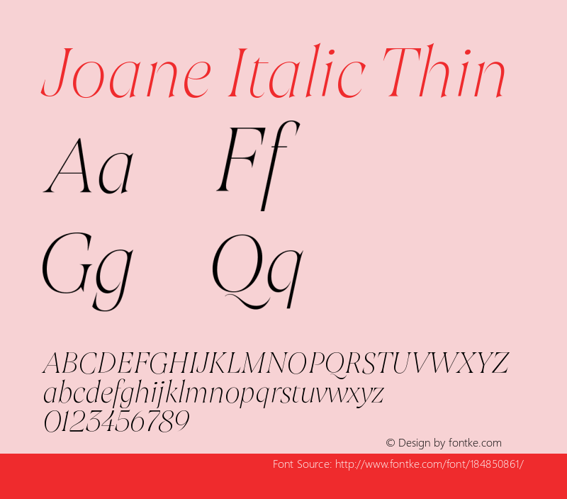 Joane Italic Thin Version 1.000;PS 001.000;hotconv 1.0.88;makeotf.lib2.5.64775图片样张