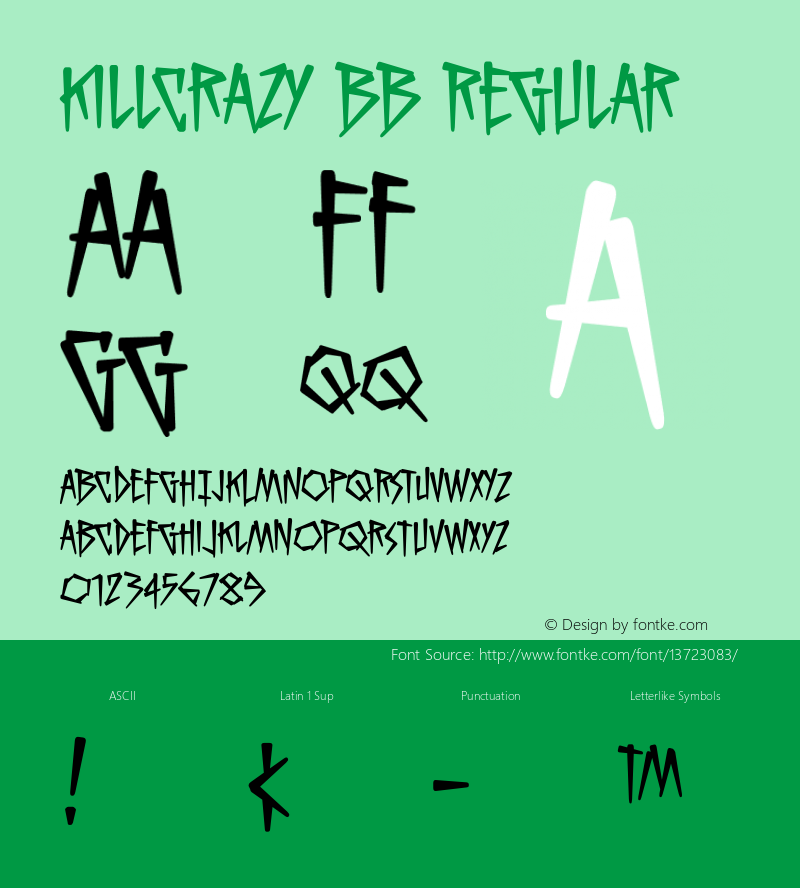 KillCrazy BB Regular Version 1.000 Font Sample