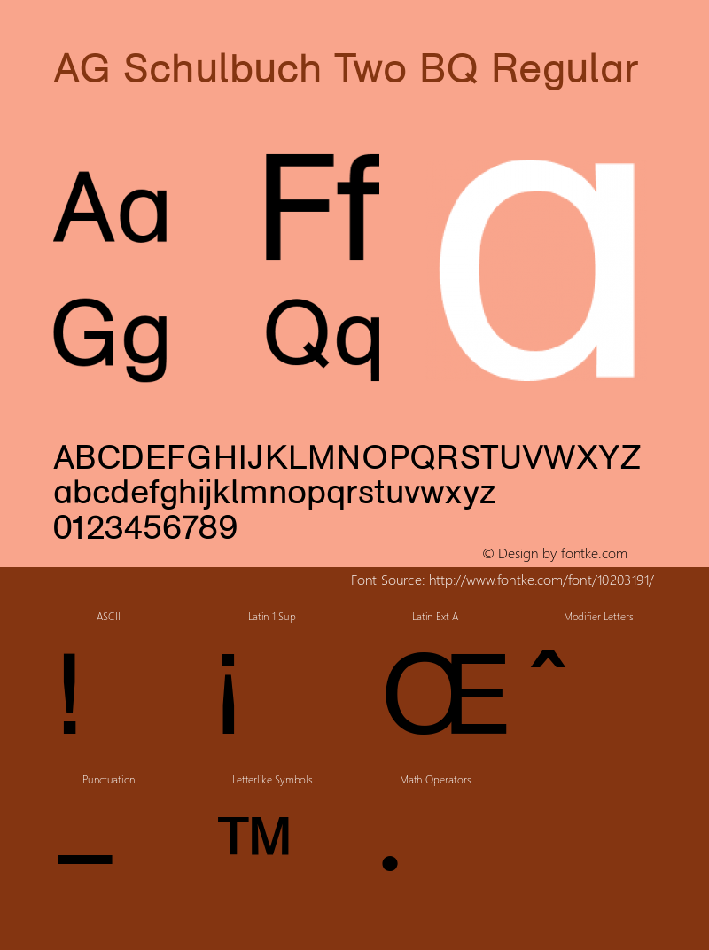 AG Schulbuch Two BQ Regular Version 001.000 Font Sample