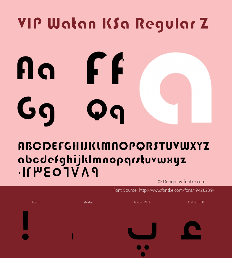 VIP Watan KSa Regular Z Version 1.00 September 23, 2014, initial release Font Sample