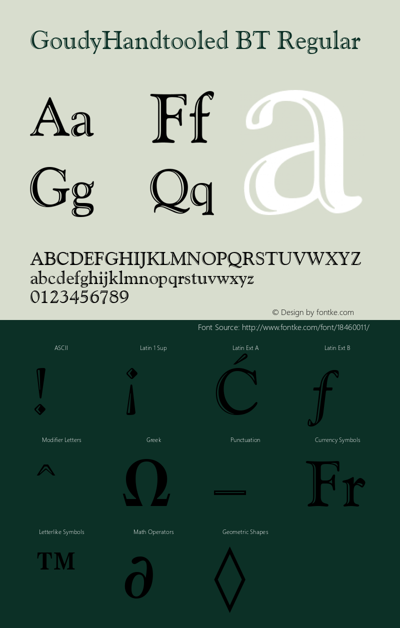 GoudyHandtooled BT Regular mfgpctt-v1.54 Thursday, February 11, 1993 9:09:41 am (EST) Font Sample