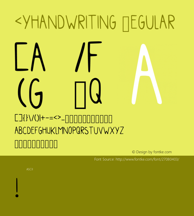 Myhandwriting Regular Version 001.011 Font Sample