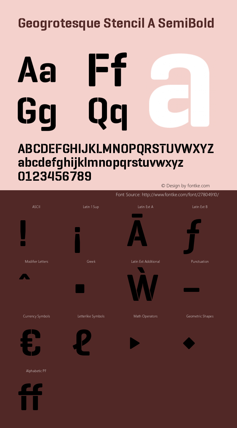 GeogrotesqueStencilA-Sb Version 1.000 Font Sample