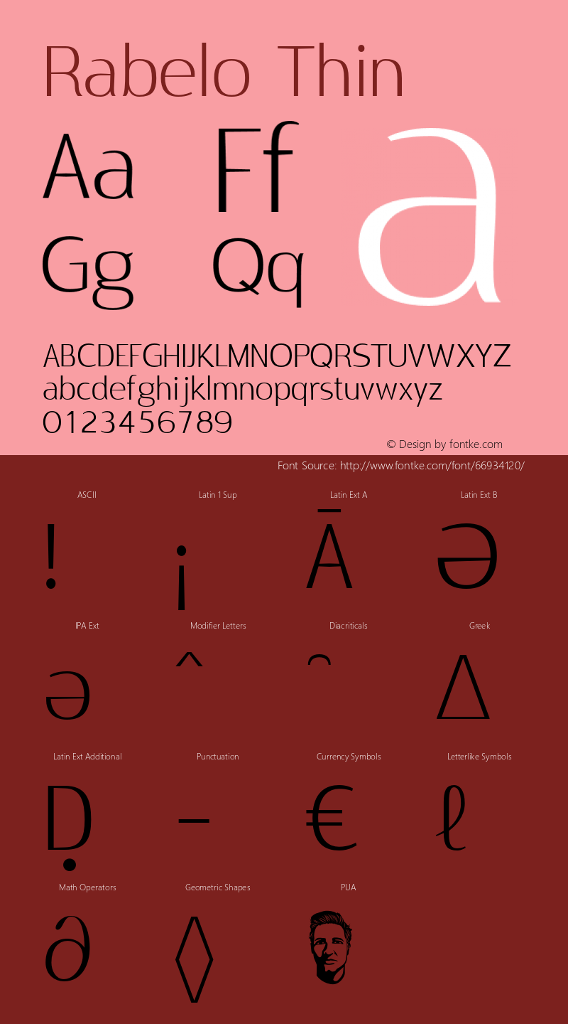 Rabelo-Thin Version 1.000 2016 initial release Font Sample