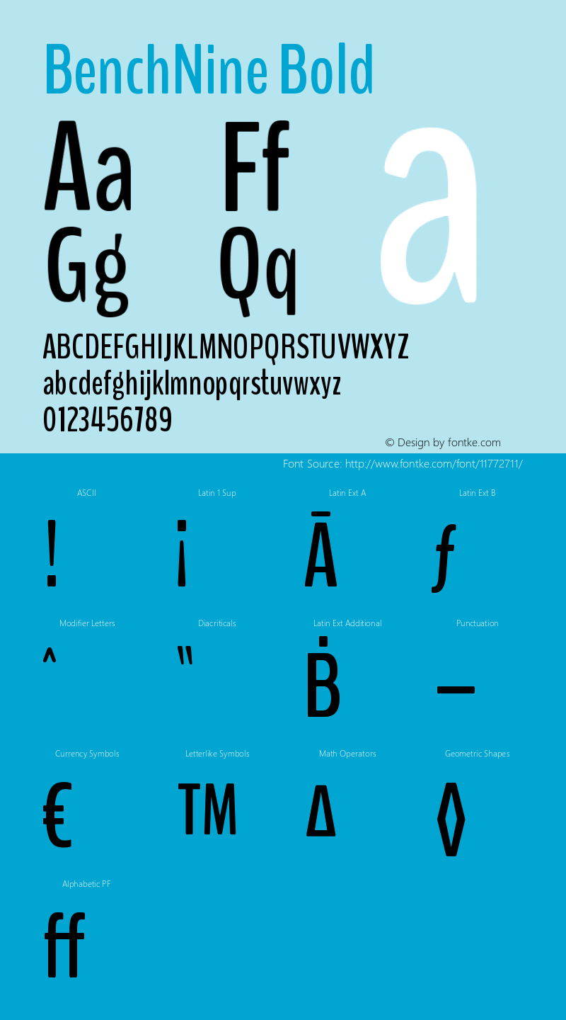 BenchNine Bold Version 1 ; ttfautohint (v0. Font Sample