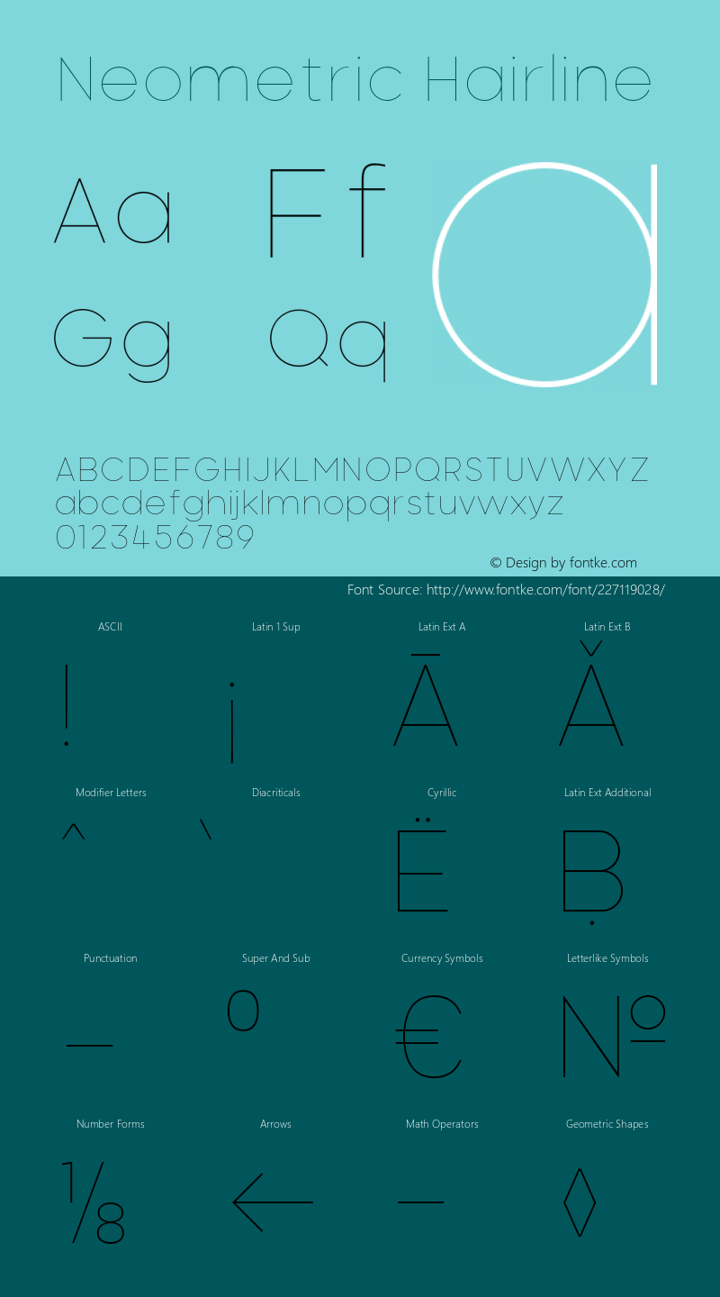 Neometric-Hairline Version 1.000;PS 001.000;hotconv 1.0.88;makeotf.lib2.5.64775;YWFTv17图片样张