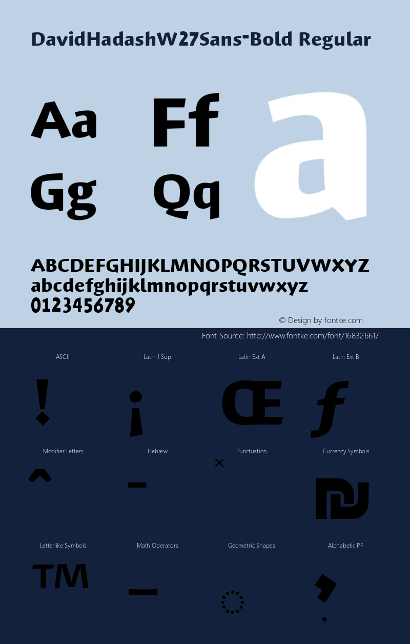 DavidHadashW27Sans-Bold Regular Version 1.00 Font Sample