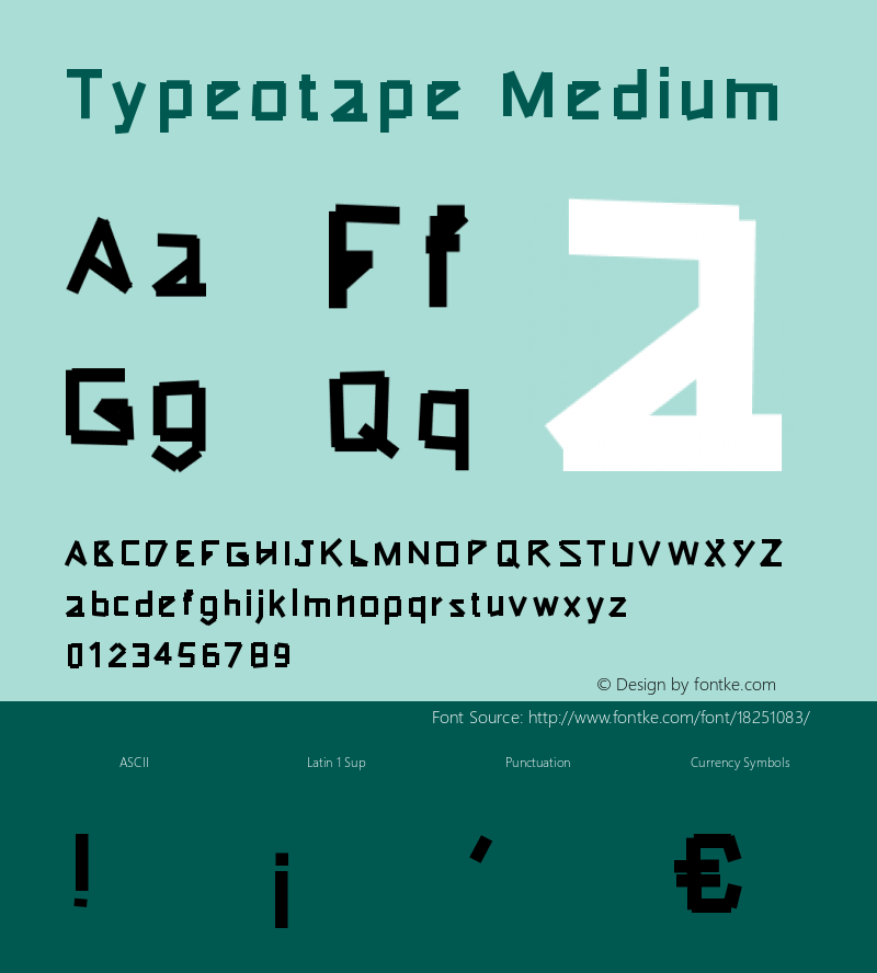 Typeotape Medium Version 001.000 Font Sample