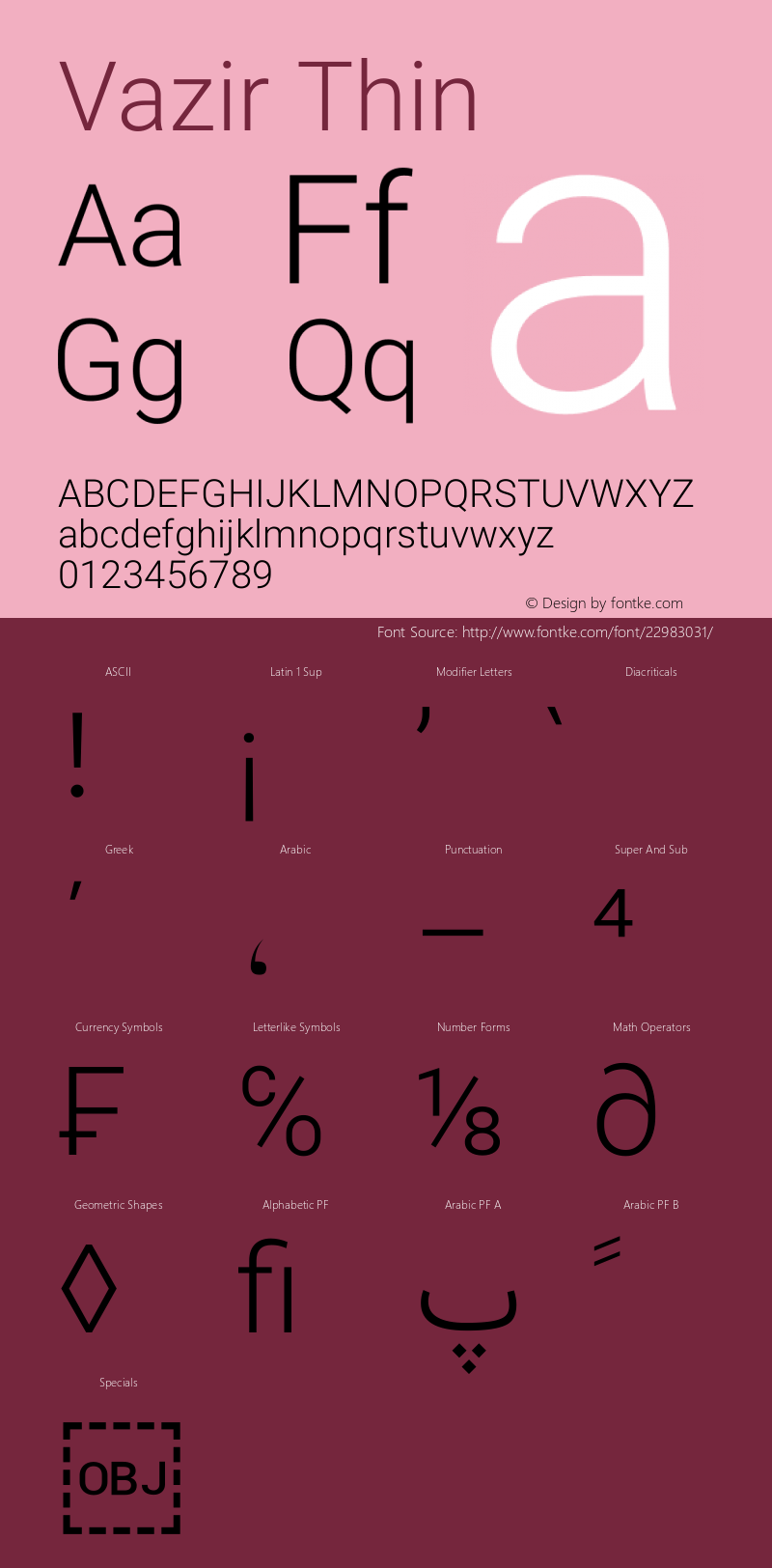 Vazir Thin Version 13.0.1 Font Sample