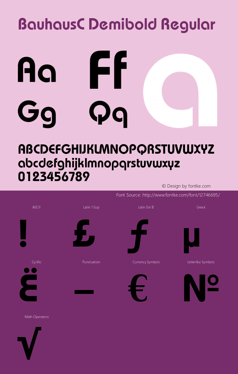 BauhausC Demibold Regular OTF 1.0;PS 001.000;Core 116;AOCM 1.0 28 Font Sample