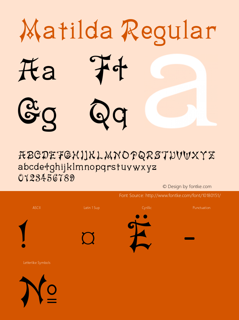 Matilda Regular Version 1.000 2006 initial release Font Sample