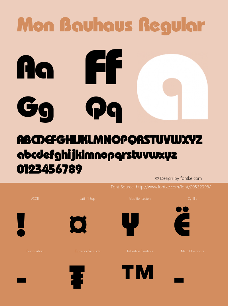 Mon Bauhaus Version 1.00 Font Sample