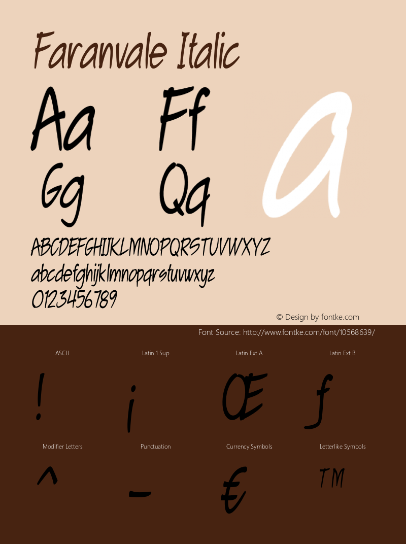 Faranvale Italic Version 1.000 Font Sample