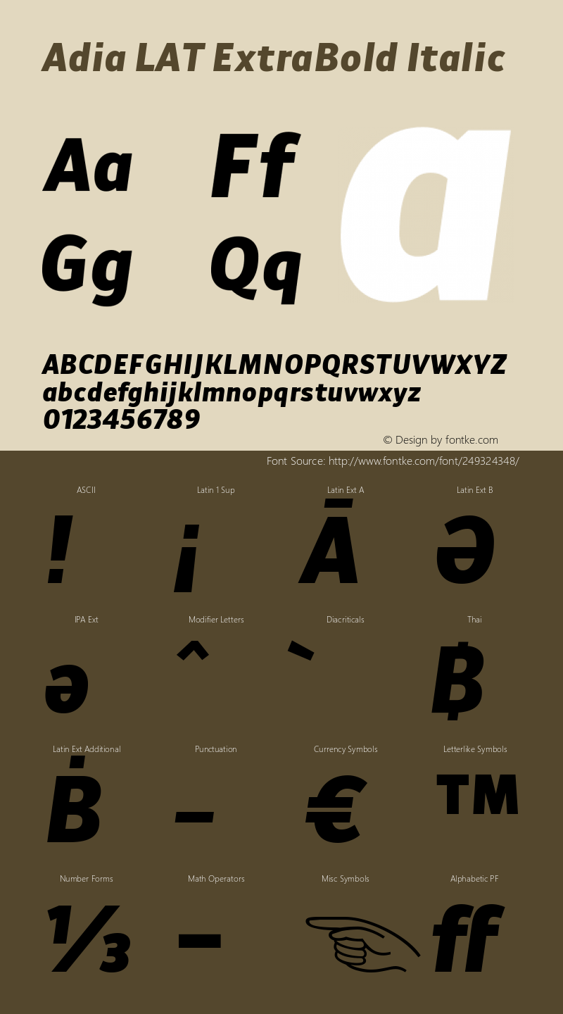 Adia LAT ExtraBold Italic Version 1.000图片样张