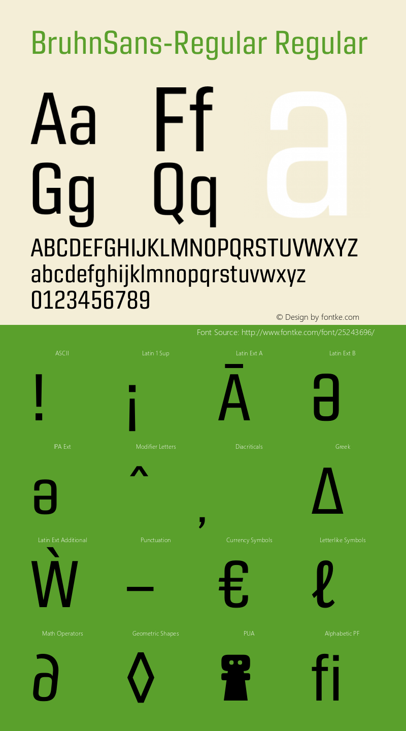 Bruhn Sans Regular Version 1.00 Font Sample