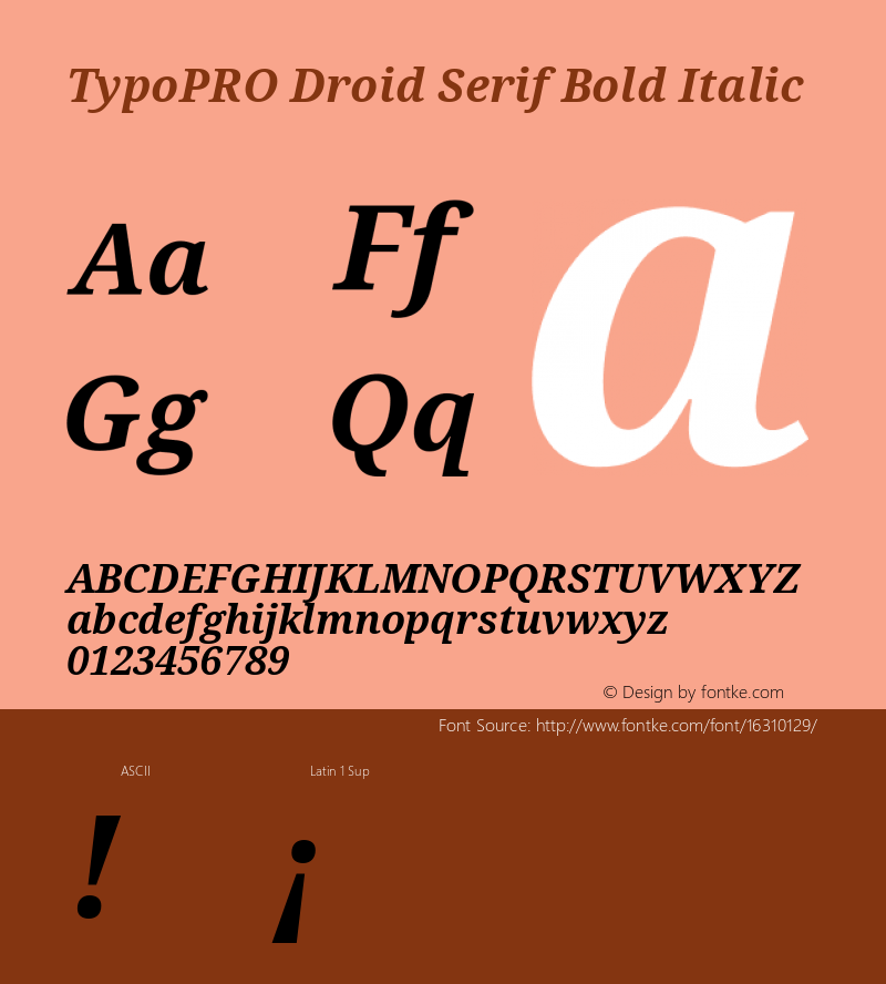 TypoPRO Droid Serif Bold Italic Version 1.03 Font Sample