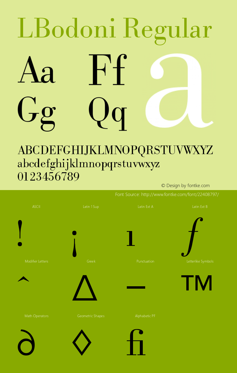 LBodoni-Normal 4.0 Font Sample