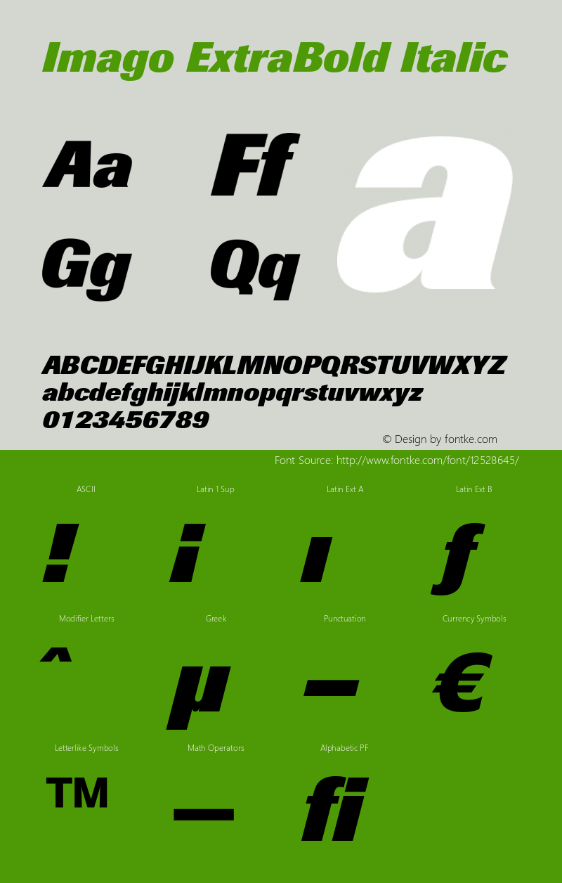 Imago ExtraBold Italic OTF 1.0;PS 001.003;Core 1.0.22 Font Sample