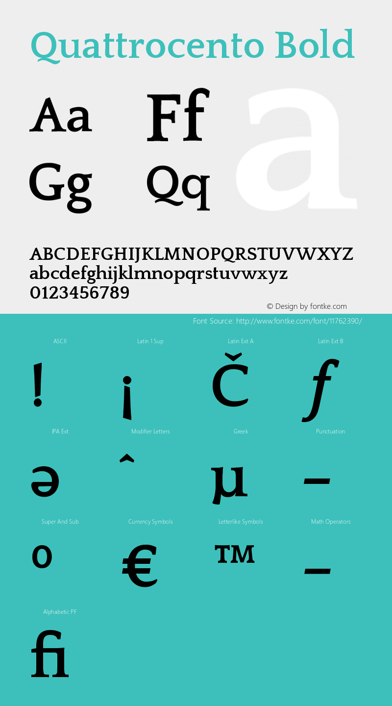 Quattrocento Bold Version 2.000 Font Sample