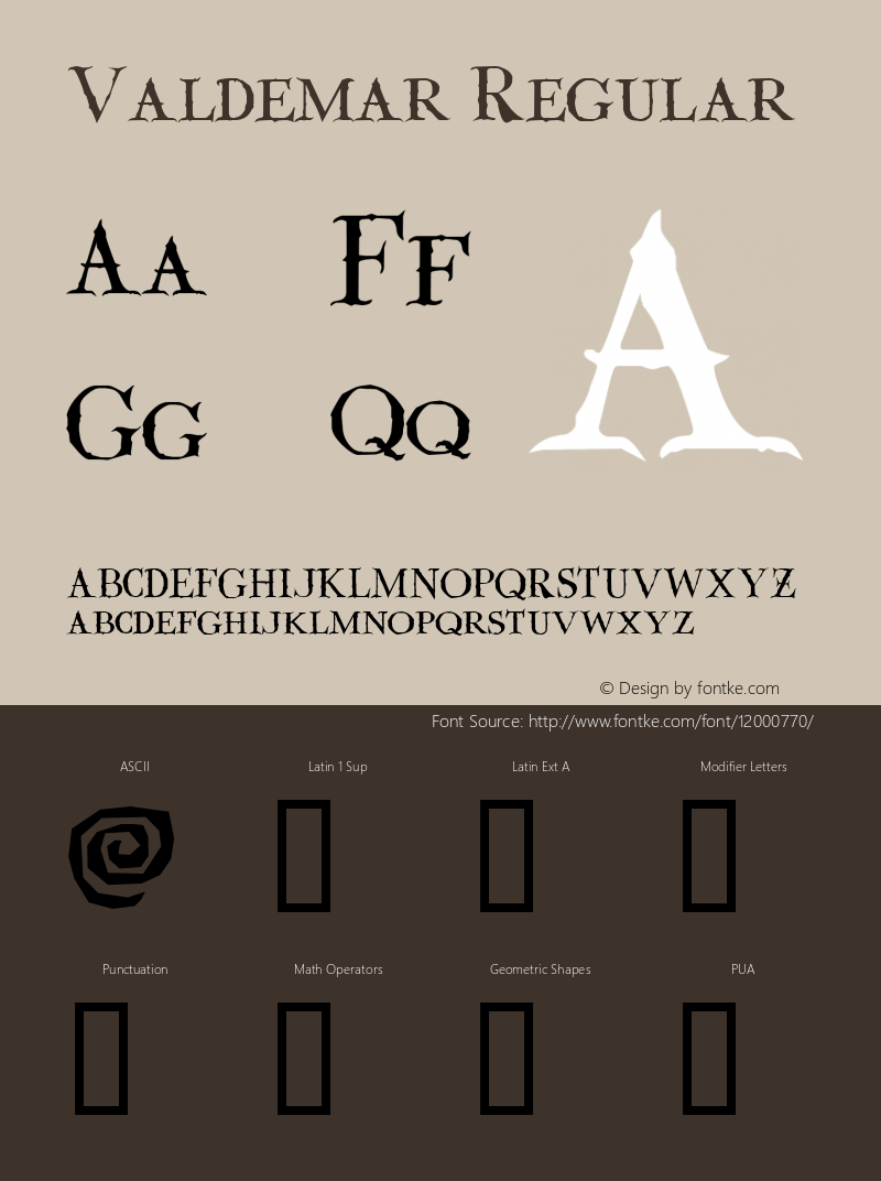 Valdemar Regular Altsys Fontographer 4.0.3 5/28/98 Font Sample