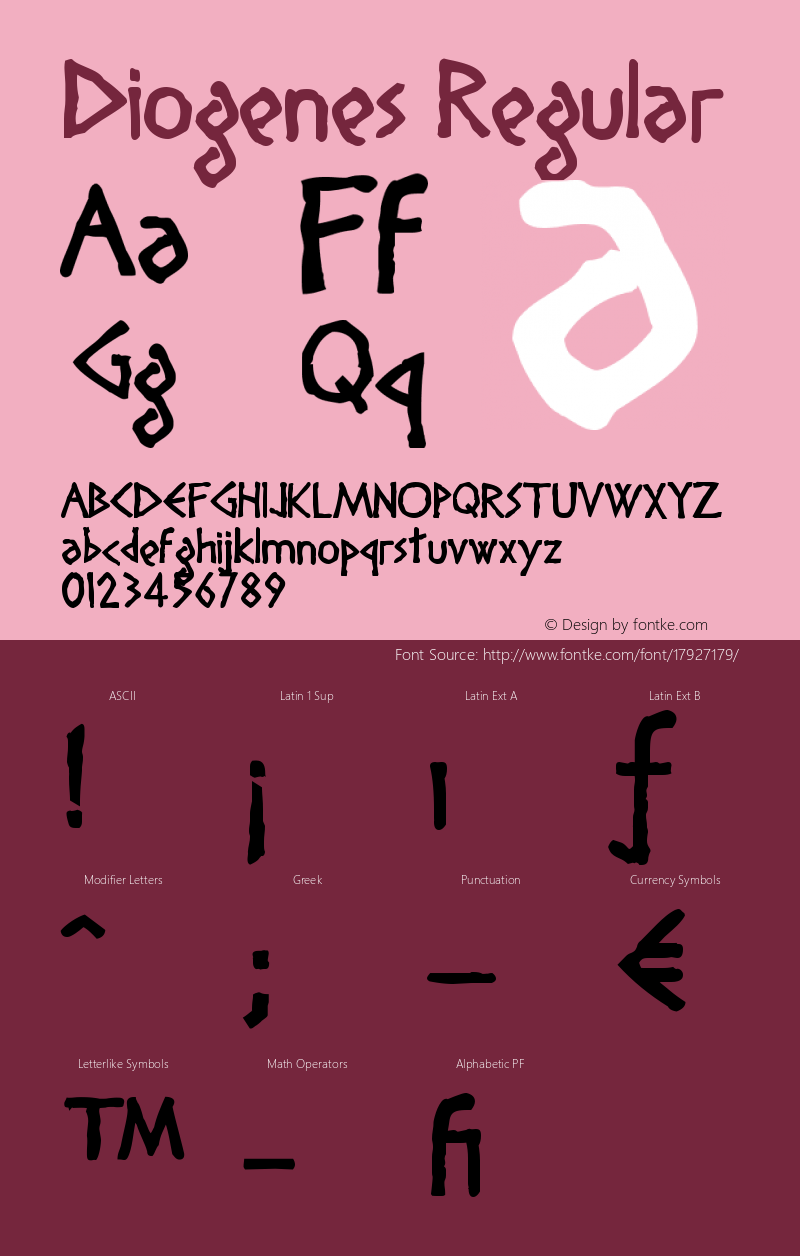 Diogenes Regular 1.0; Font Sample