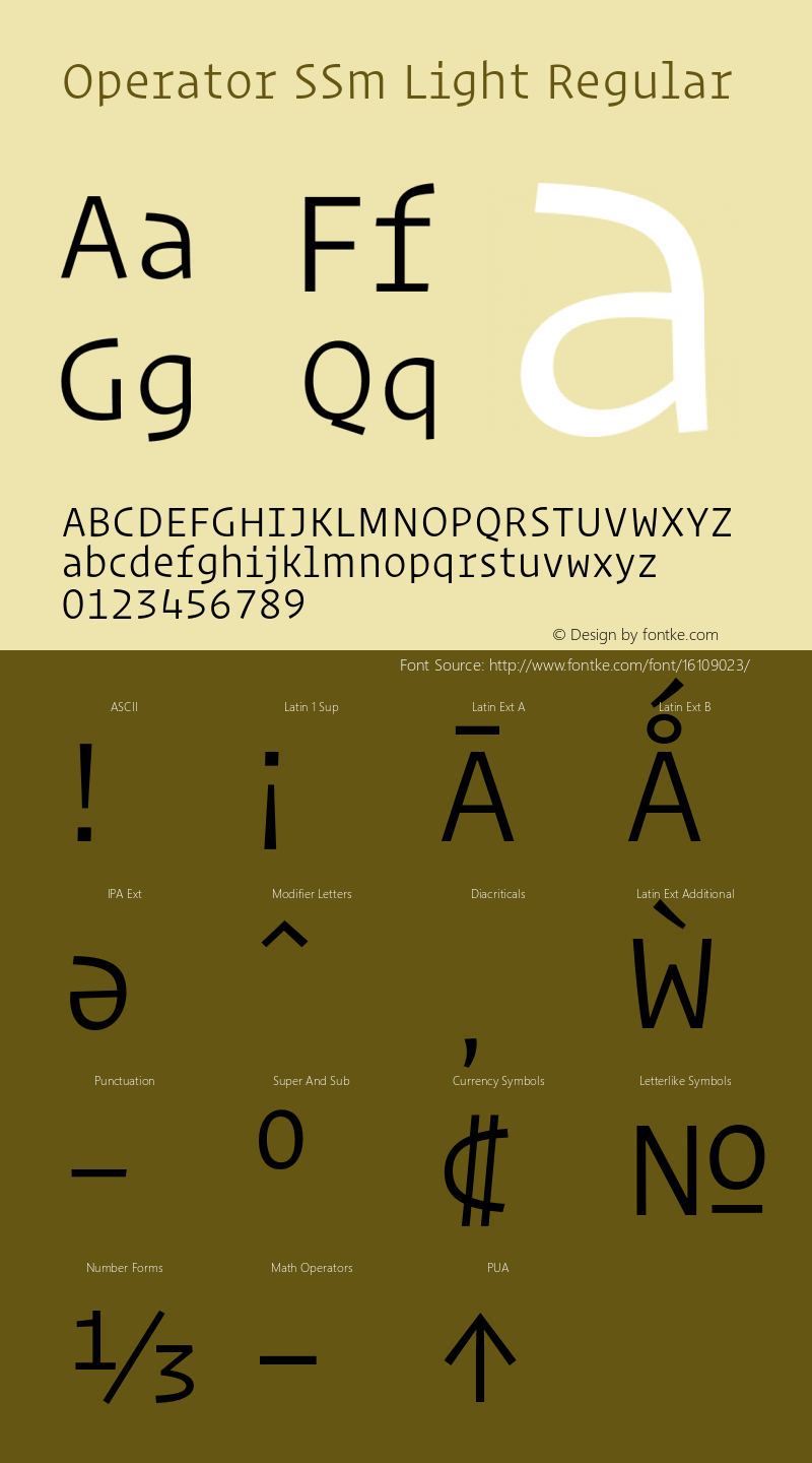 Operator SSm Light Regular Version 1.200 Pro Font Sample