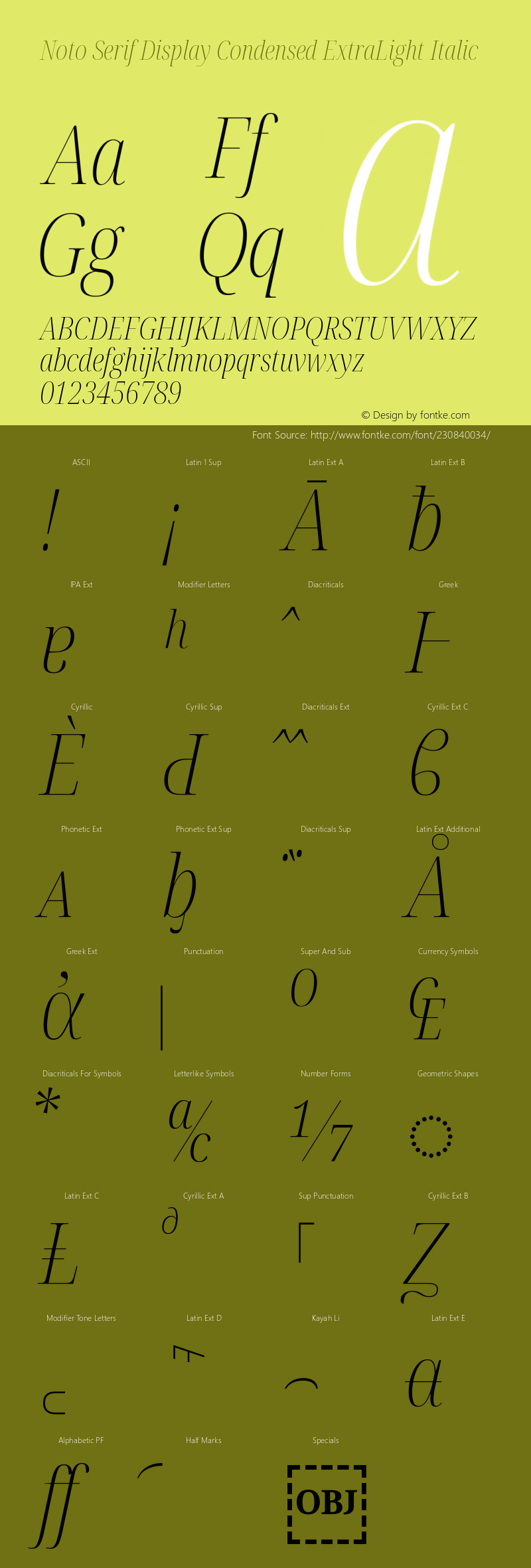 Noto Serif Display Condensed ExtraLight Italic Version 2.007图片样张