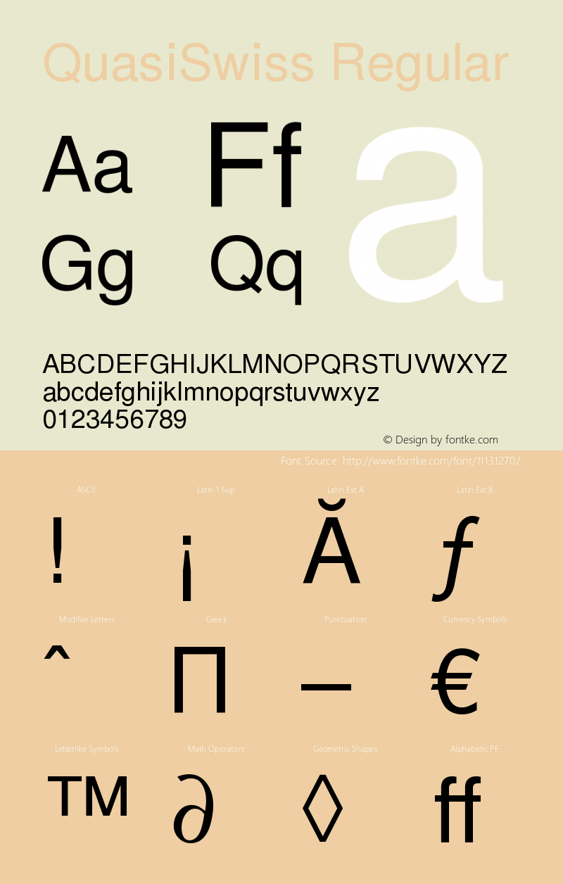 QuasiSwiss Regular Version 1.07 Font Sample