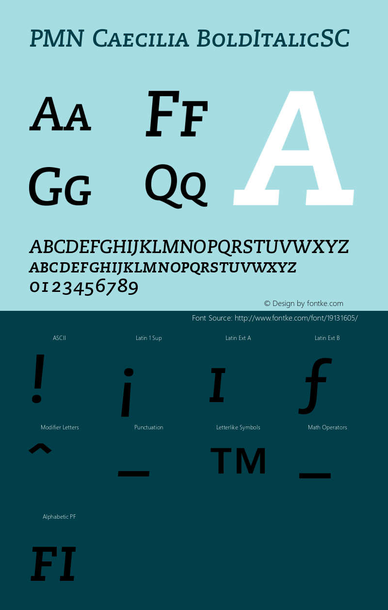 PMN Caecilia 76 Bold Italic Small Caps & Oldstyle Figures Version 001.001 Font Sample