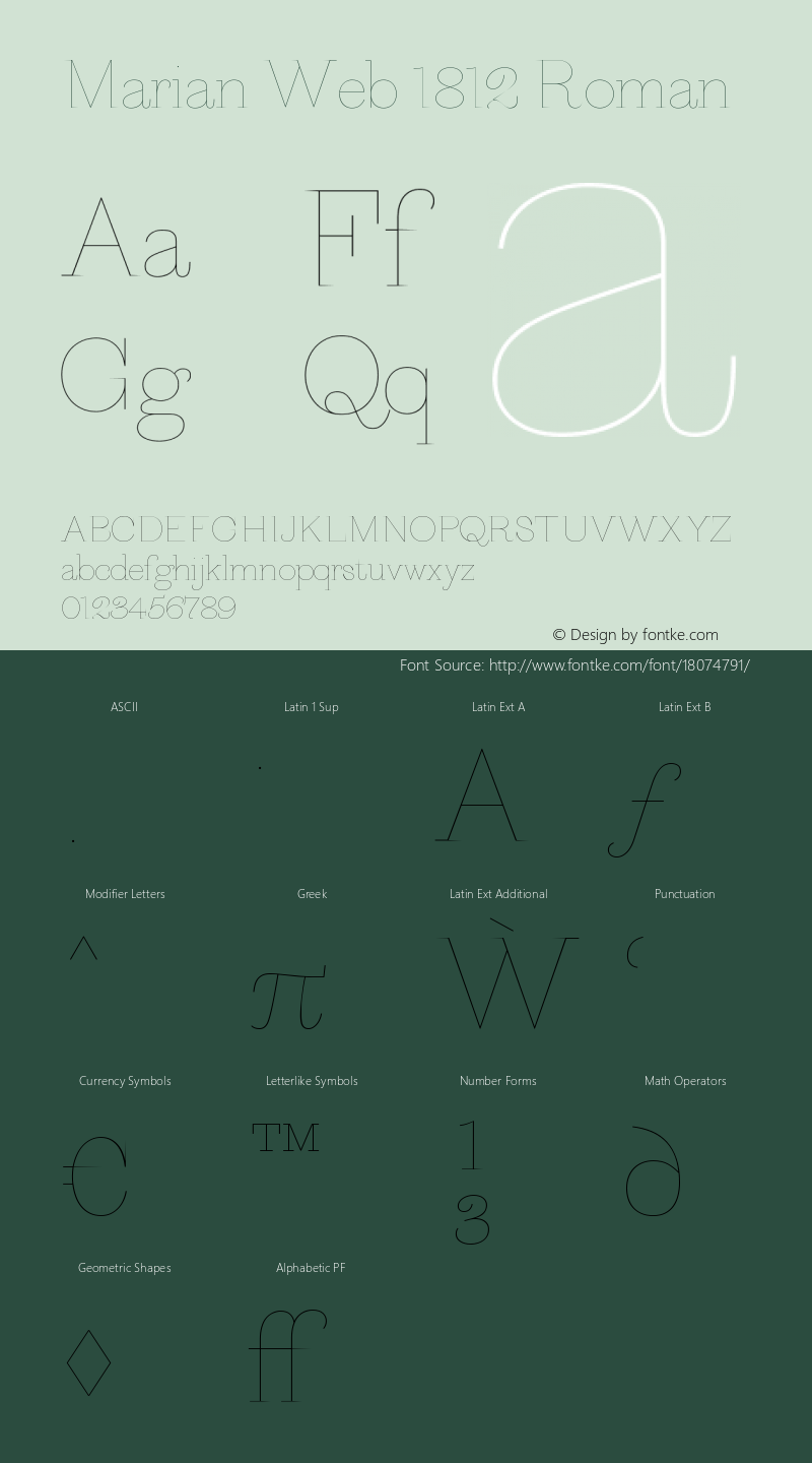 Marian Web 1812 Roman Version 1.1 2015 Font Sample