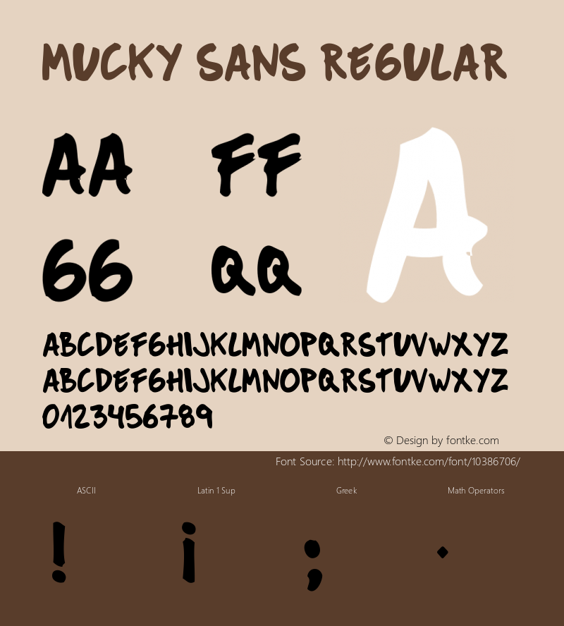 Mucky Sans Regular Version 1.00 October 22, 2010, initial release Font Sample