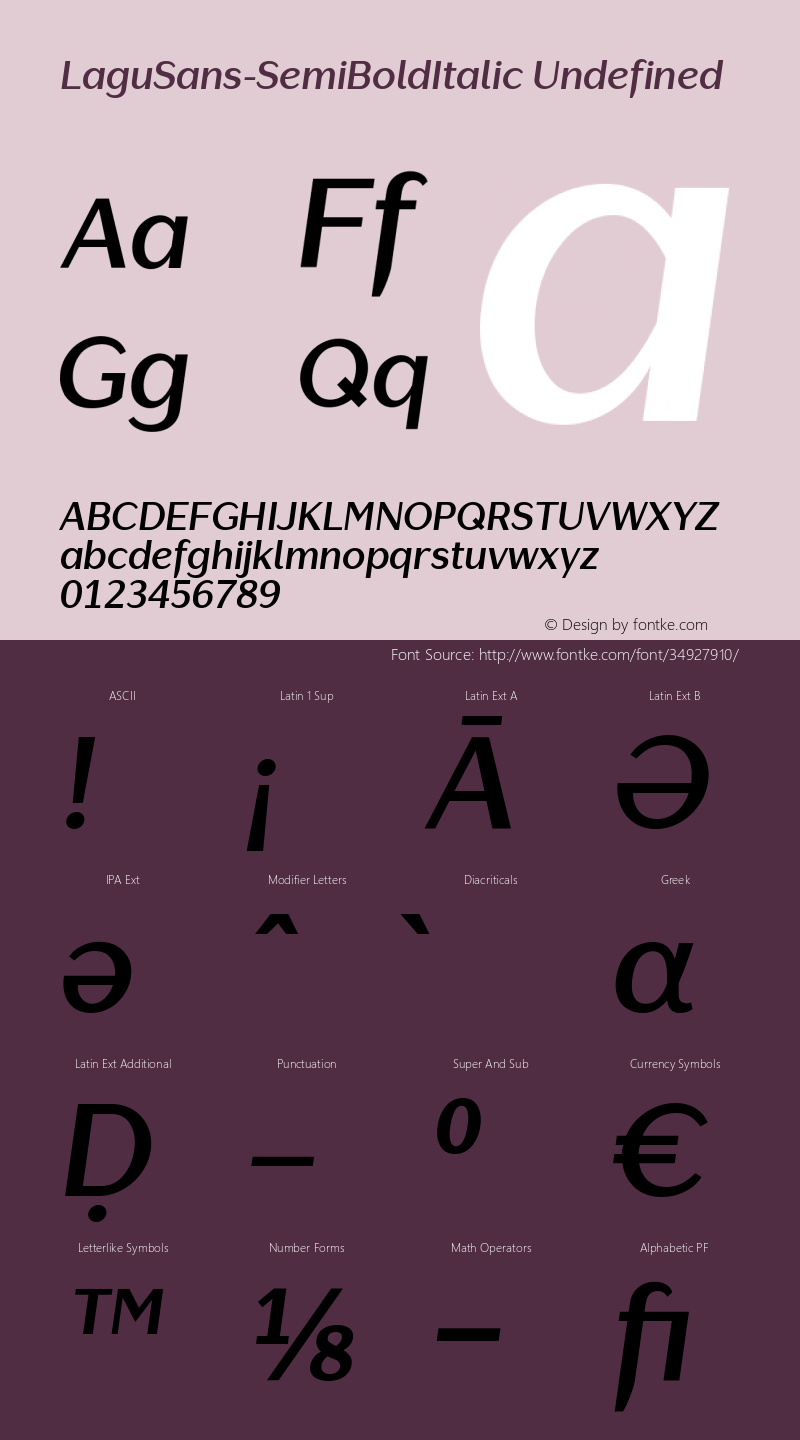 Lagu Sans SemiBold Italic Version 1.000;PS 001.000 Font Sample