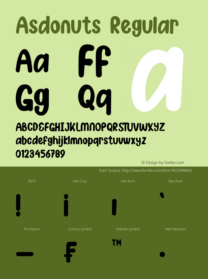 Asdonuts Version 1.00;December 19, 2020;FontCreator 12.0.0.2565 64-bit Font Sample