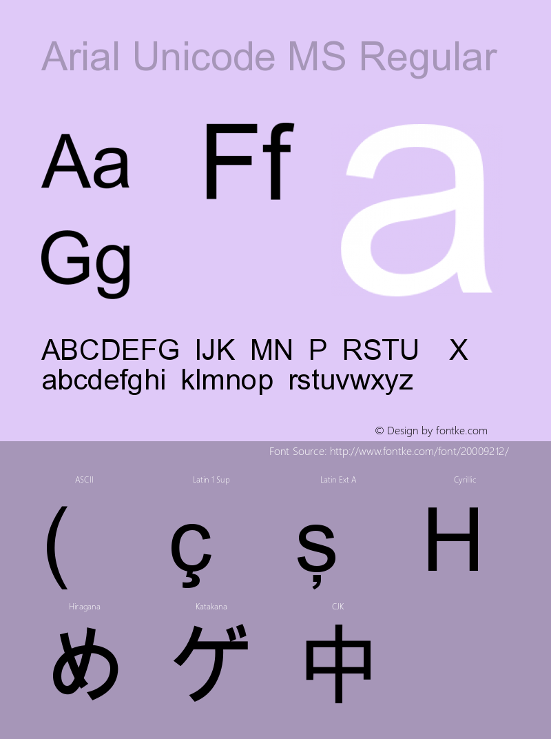 Arial Unicode MS Version 1.0 Extracted by ASV http://www.buraks.com/asv Font Sample