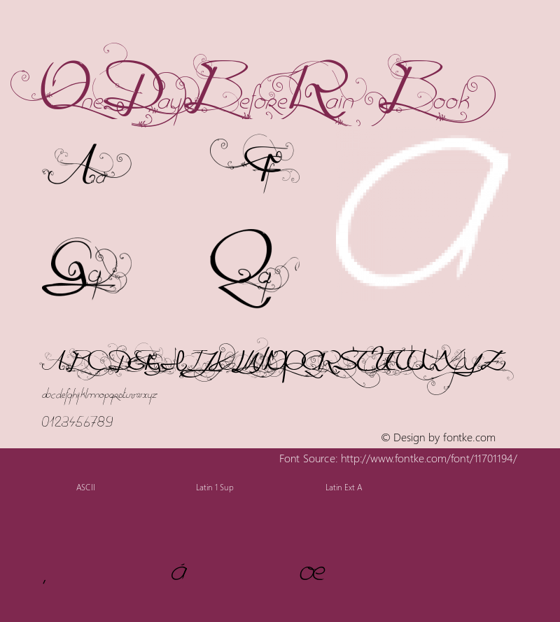 OneDayBeforeRain Book Version 001.000 Font Sample