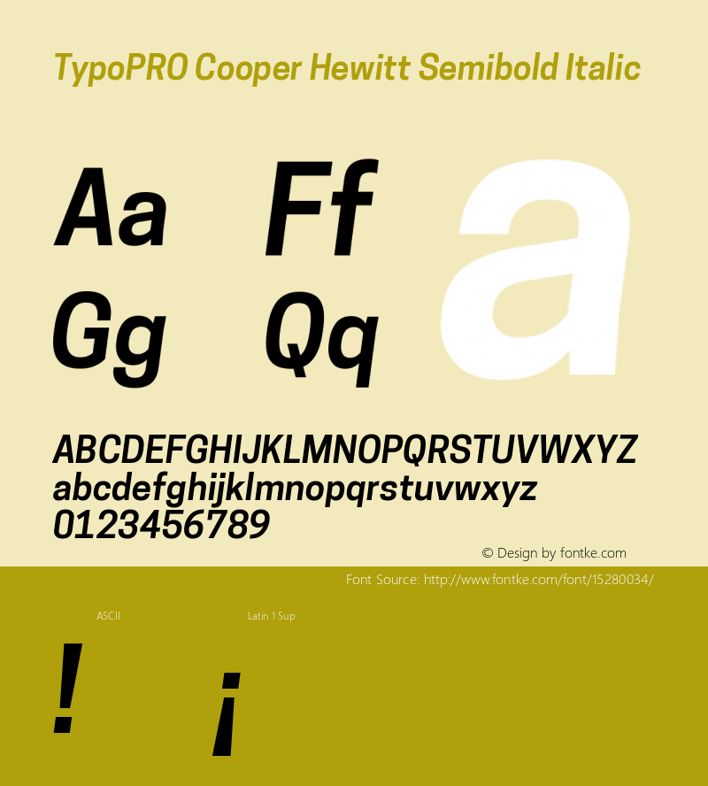 TypoPRO Cooper Hewitt Semibold Italic 1.000 Font Sample