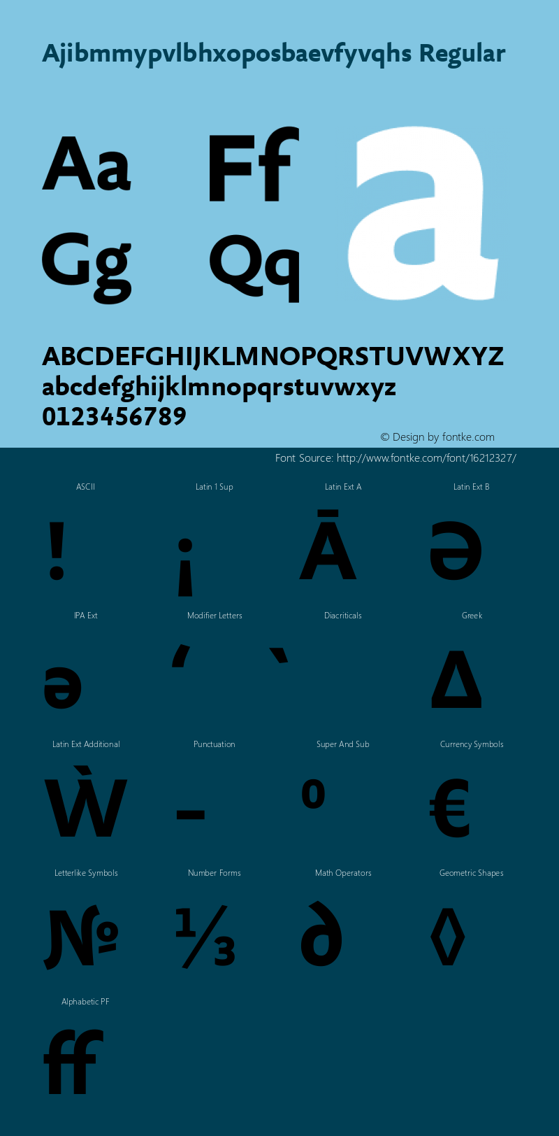 Ajibmmypvlbhxoposbaevfyvqhs Regular Version 7.504; 2009; Build 1020 Font Sample